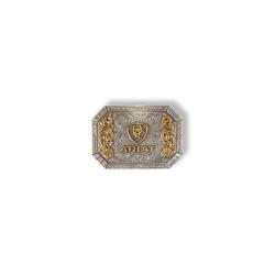 Ariat Rectangle Buckle Floral Emblem Antique Silver