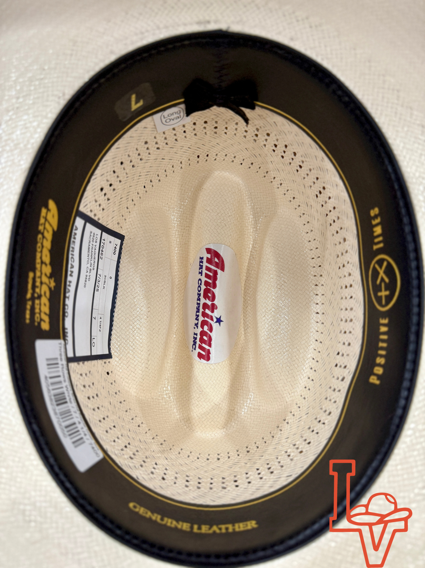 American Hat Company Straw Hat Regular Crown Three Rows White