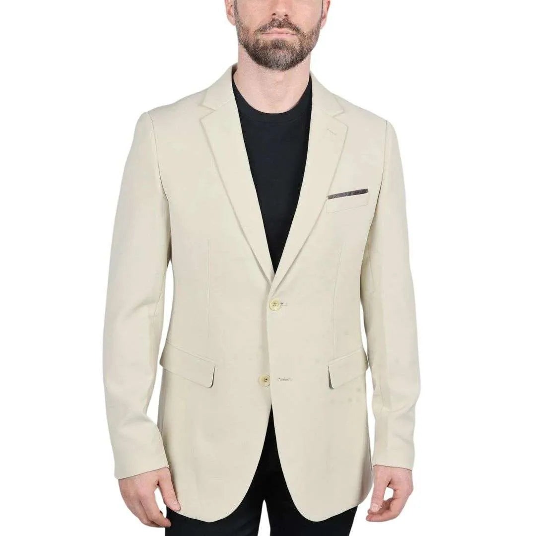 Platini Mens Modern Fit Stretch Date Night Blazer Beige