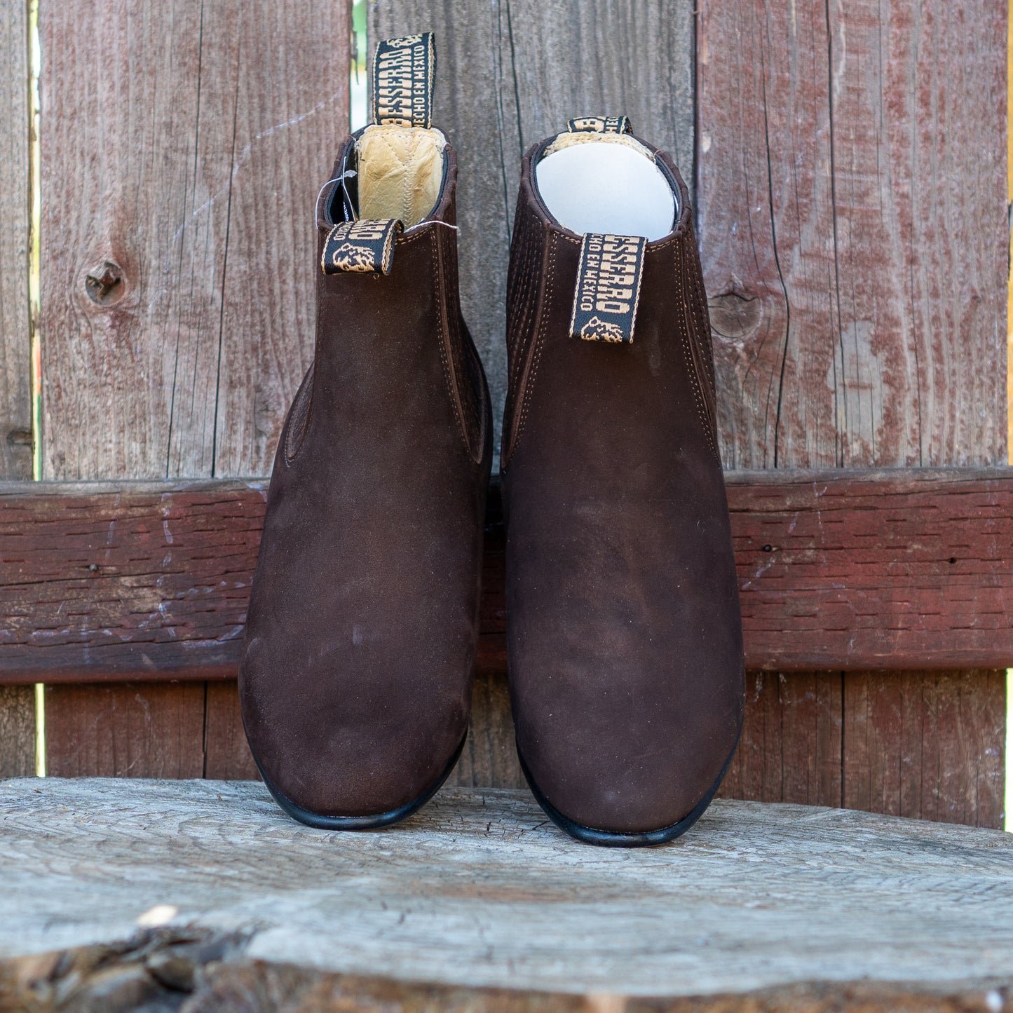 Besserro Men's Charro Boots Nobuck Tabaco Obscuro