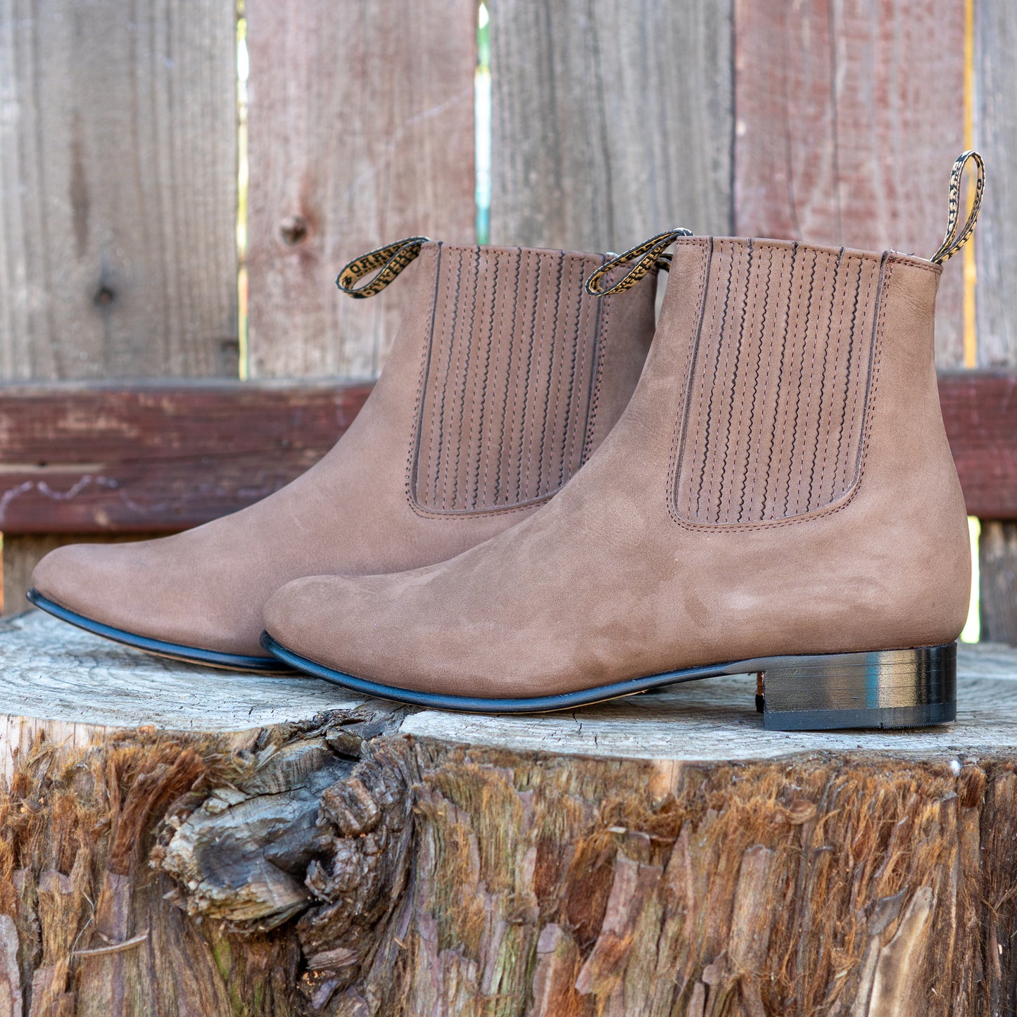 Besserro Men's Charro Boots Nobuck Tabaco Claro
