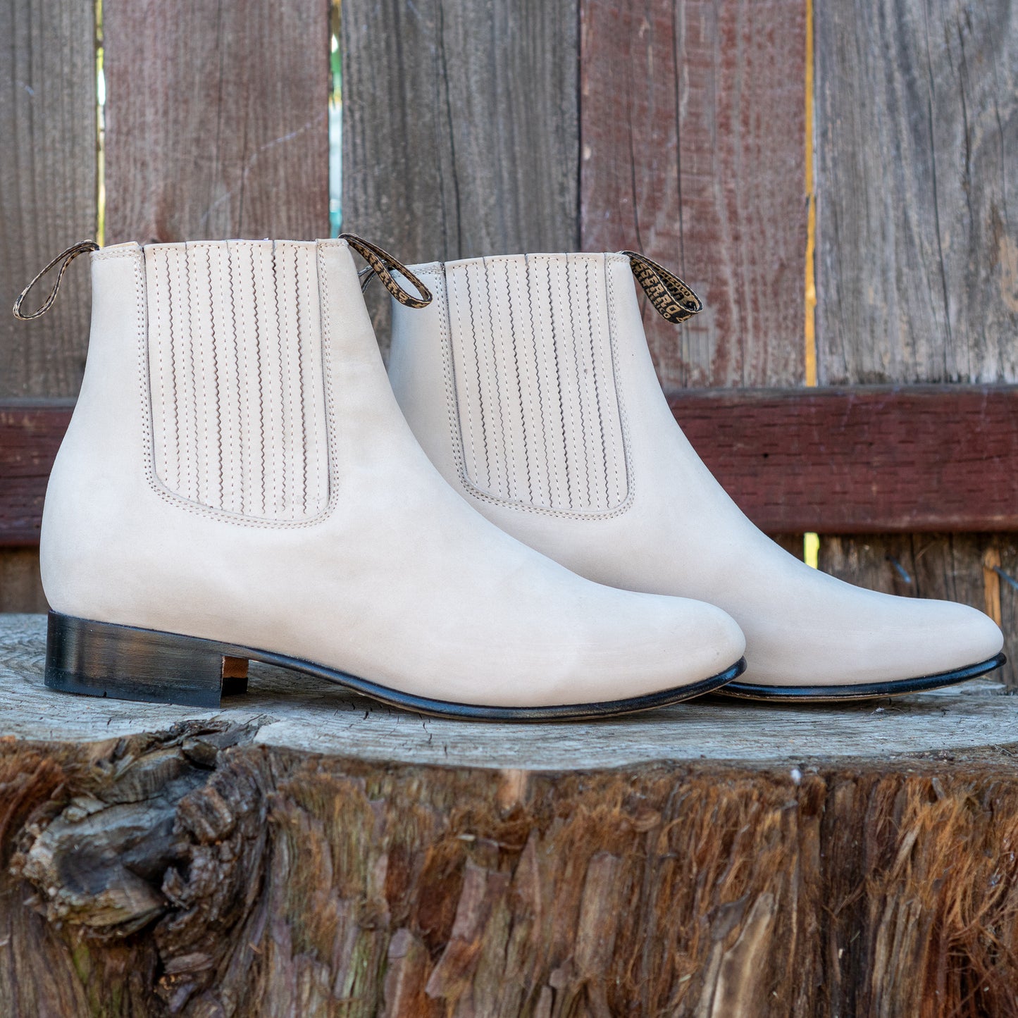 Besserro Men's Charro Boots Nobuck Hueso