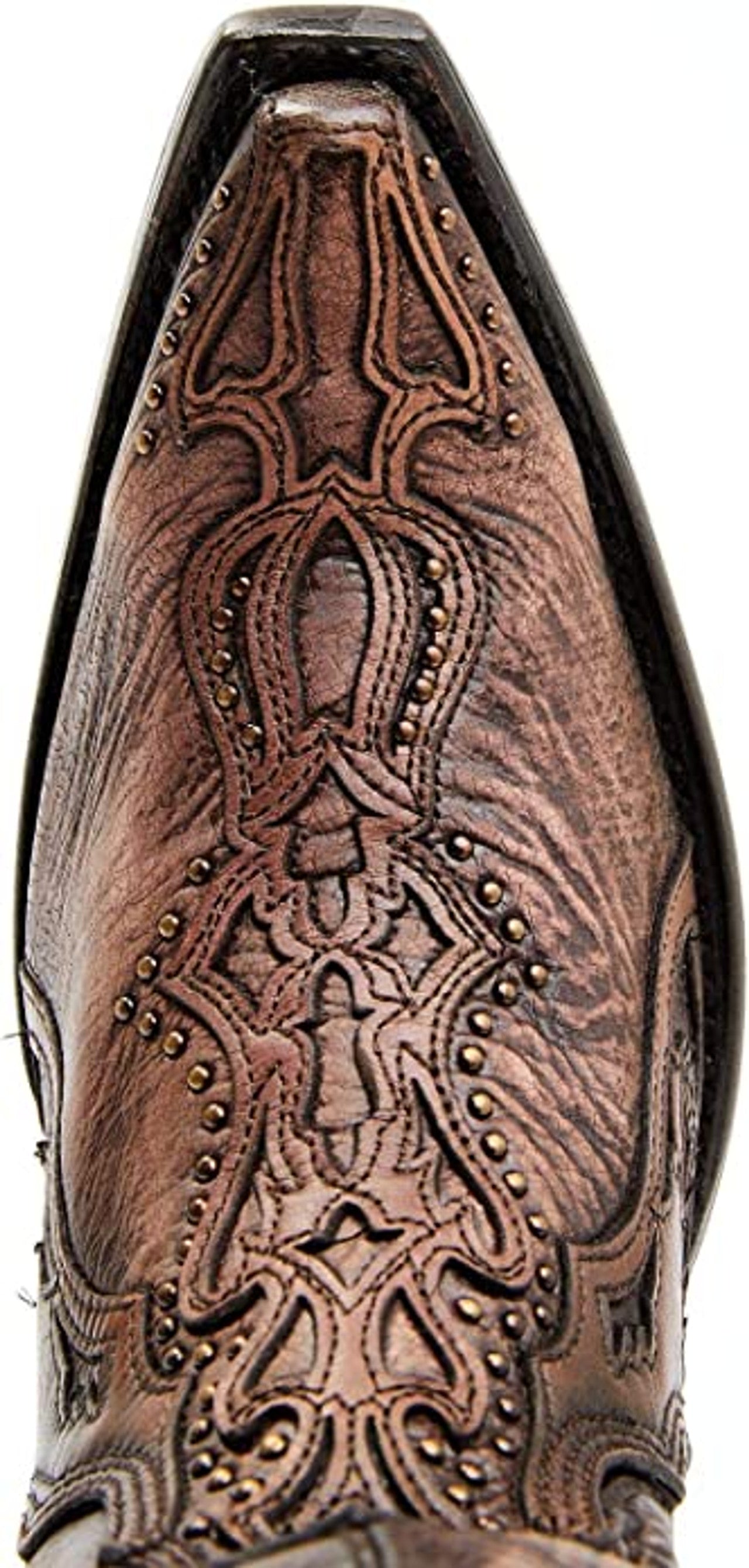 Corral Boots Ladies Overlay Embroidery Stud Tall Top Western Boots Bone Chocolate