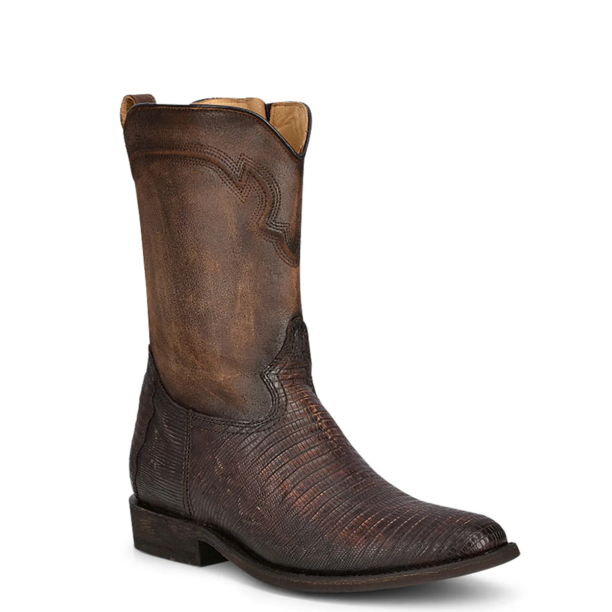 Corral Boots Men's Lizard Embroidery And Zipper J Toe Western Boots Brown