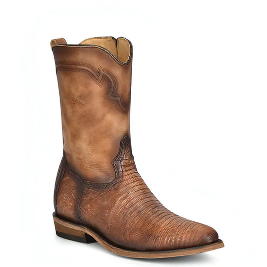 Corral Boots Men's Lizard Embroidery And Zipper J Toe Western Boots Sand