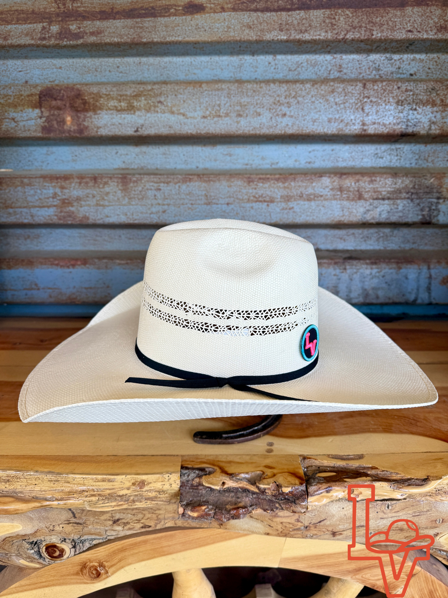 Twister Straw Hat Regular Crown Bangora Two Rails White