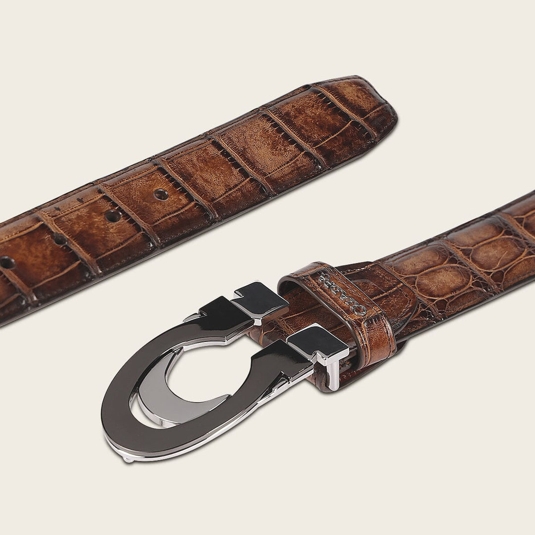 Cuadra Mens Honey Alligator Exotic Belt