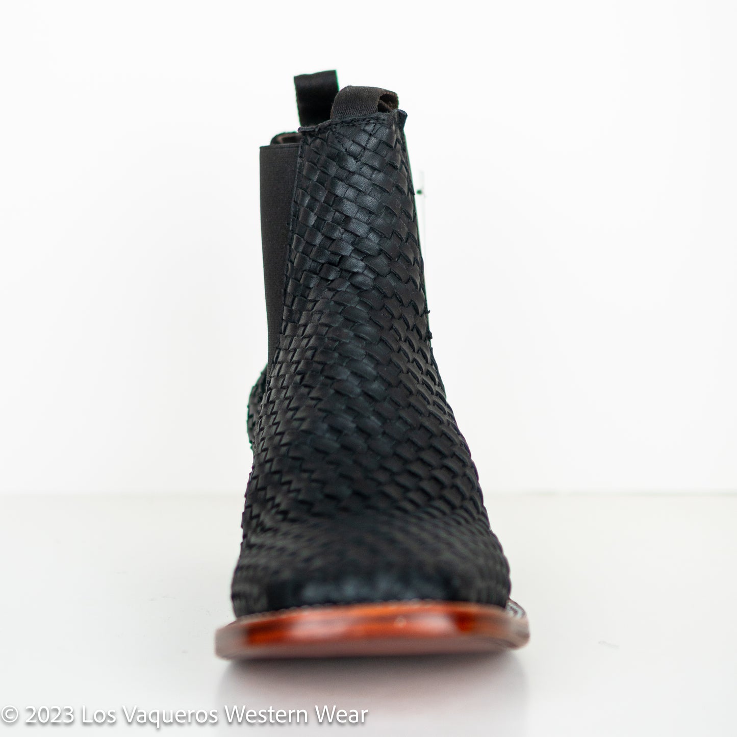 Calzatti Men's Welt Boots Woven Fabric Leather Black