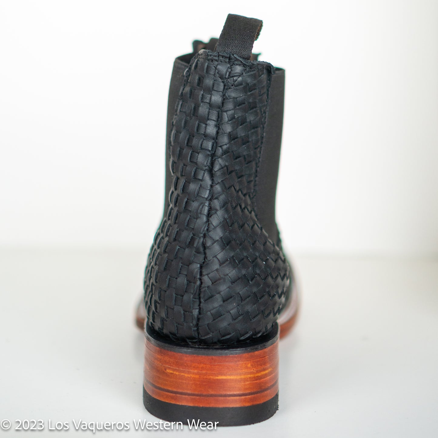 Calzatti Men's Welt Boots Woven Fabric Leather Black