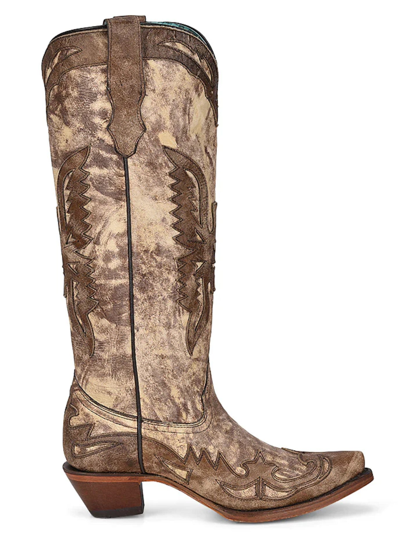 Corral Boots Ladies Eagle Overlay Western Boots Taupe Brown