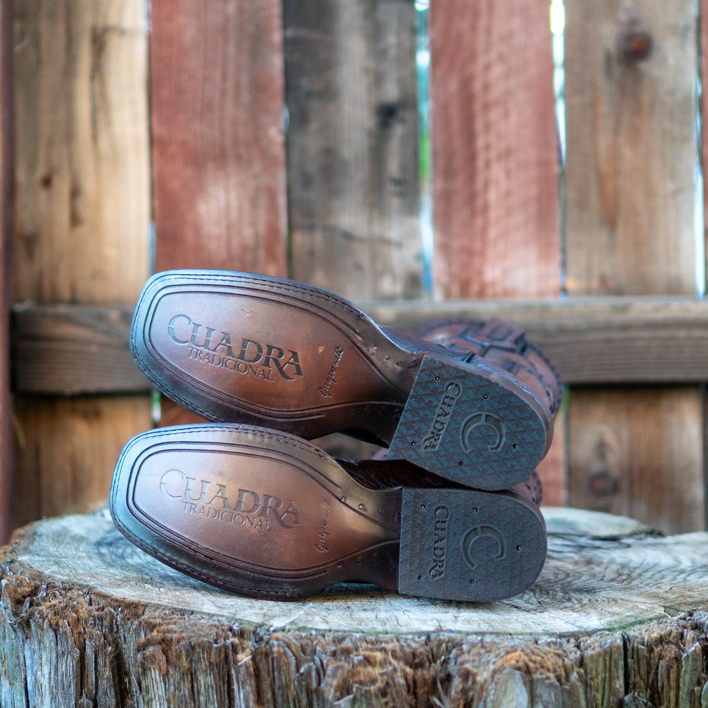 Cuadra Men's Ostrich Belly Laser And Woven Square Toe Cowboy Boots in Flame Chocolate