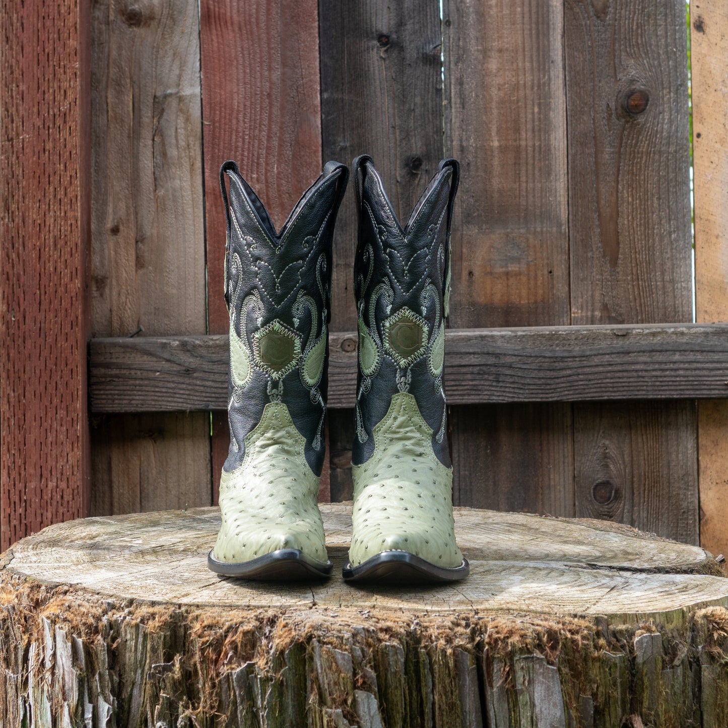 Cuadra Men's Ostrich Cowboy Boots in Pistachio