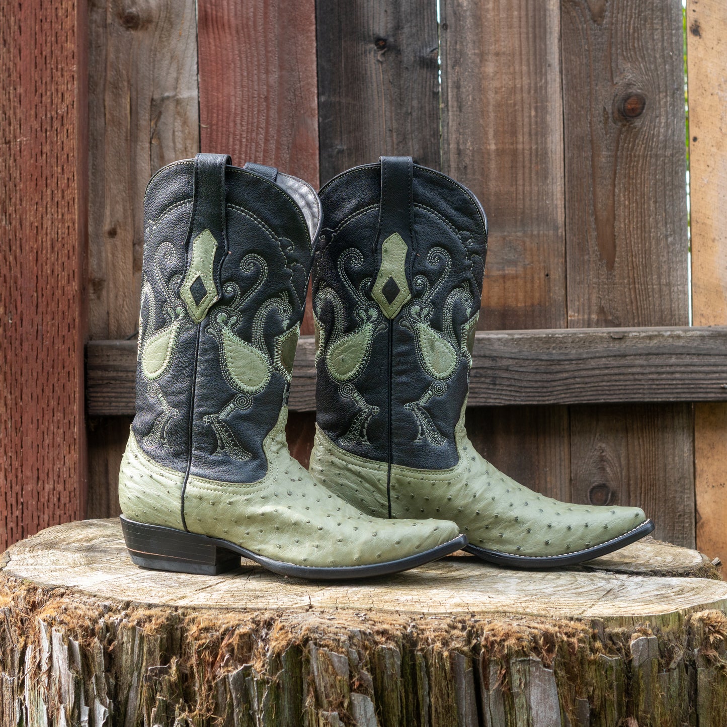 Cuadra Men's Ostrich Cowboy Boots in Pistachio