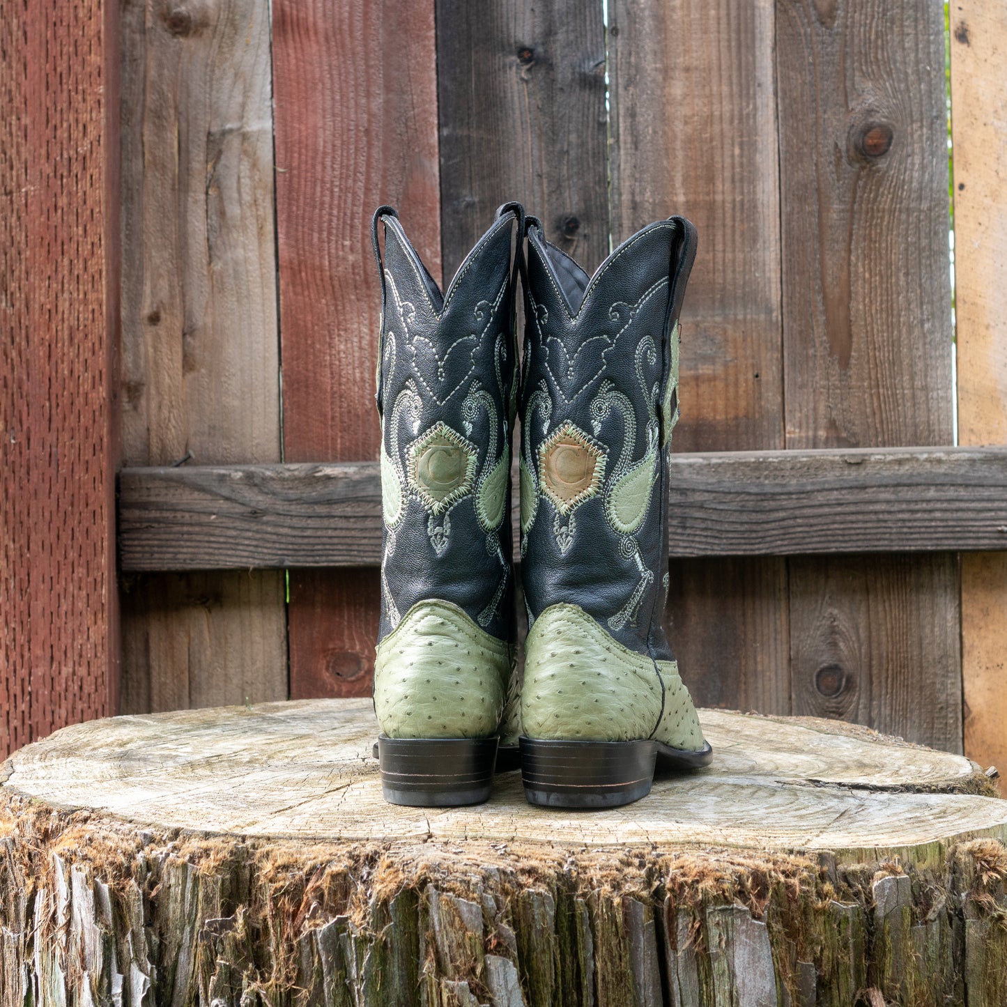 Cuadra Men's Ostrich Cowboy Boots in Pistachio