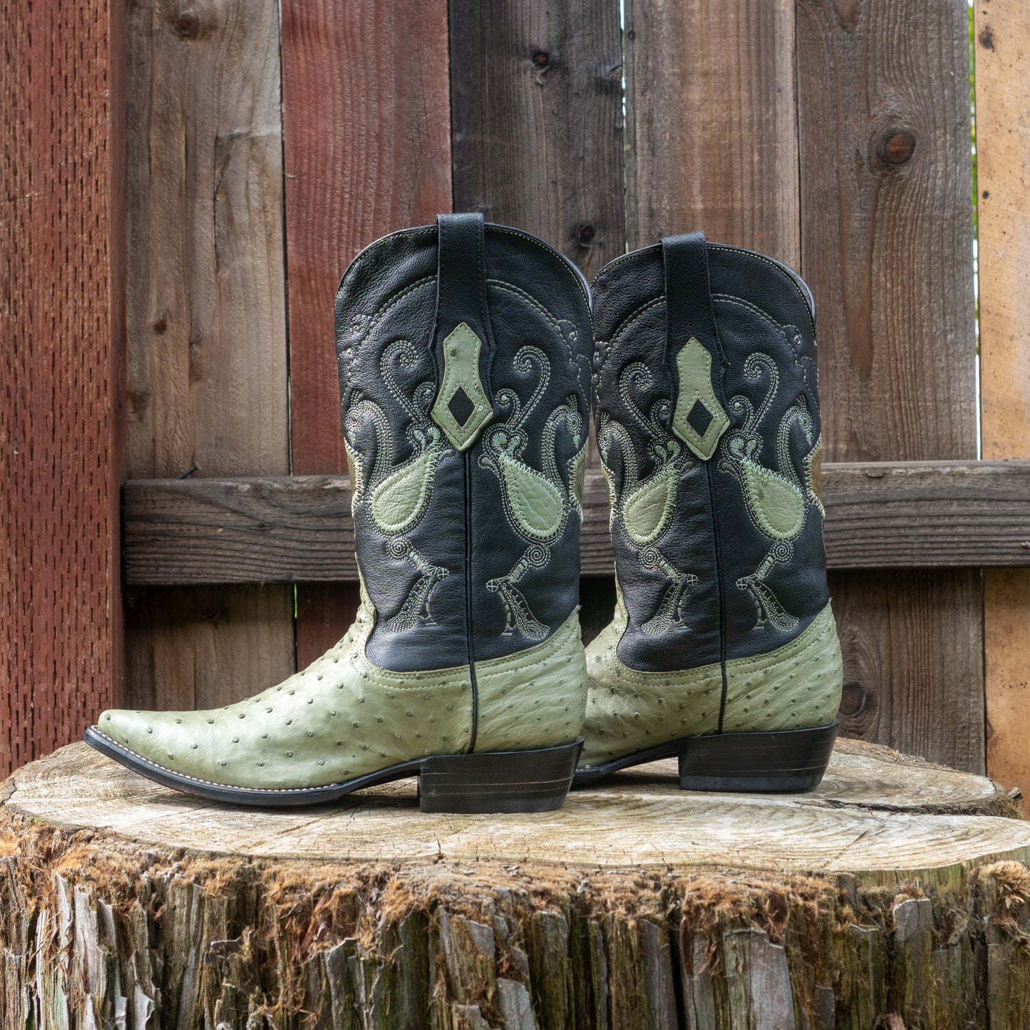 Cuadra Men's Ostrich Cowboy Boots in Pistachio