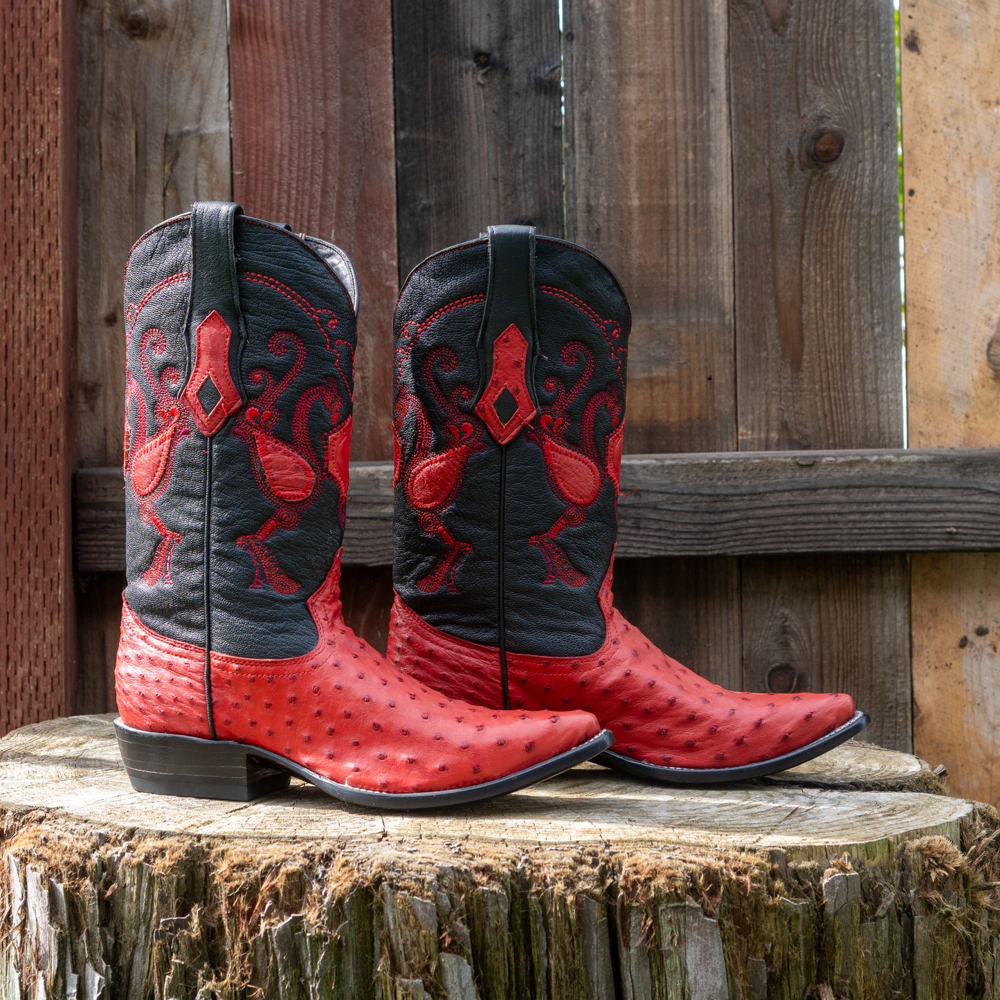 Cuadra Men's Ostrich Cowboy Boots in Red