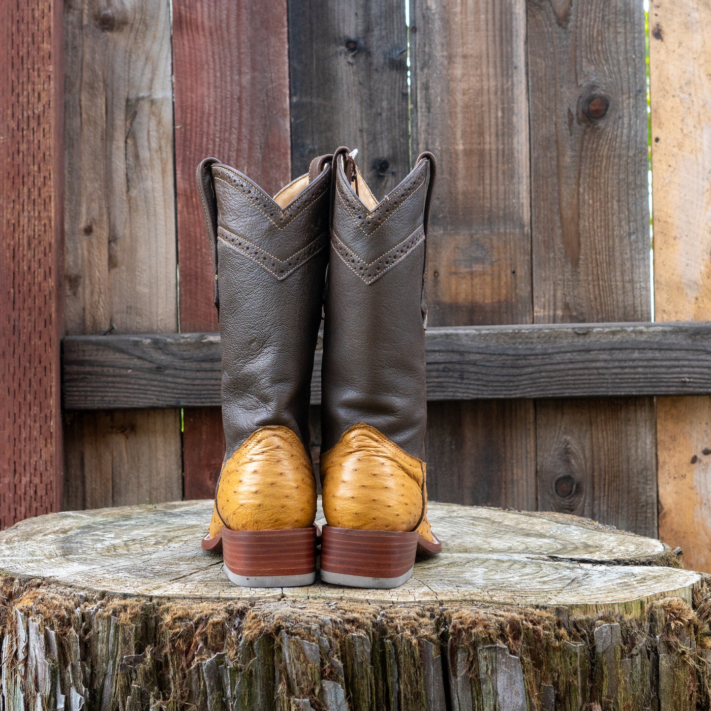 Cuadra Men's Ostrich Cowboy Boots in Straw Color