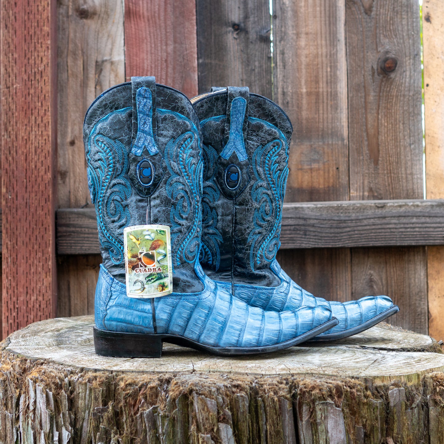 Cuadra Men's Fuscus Belly Cowboy Boots in Blue Jeans