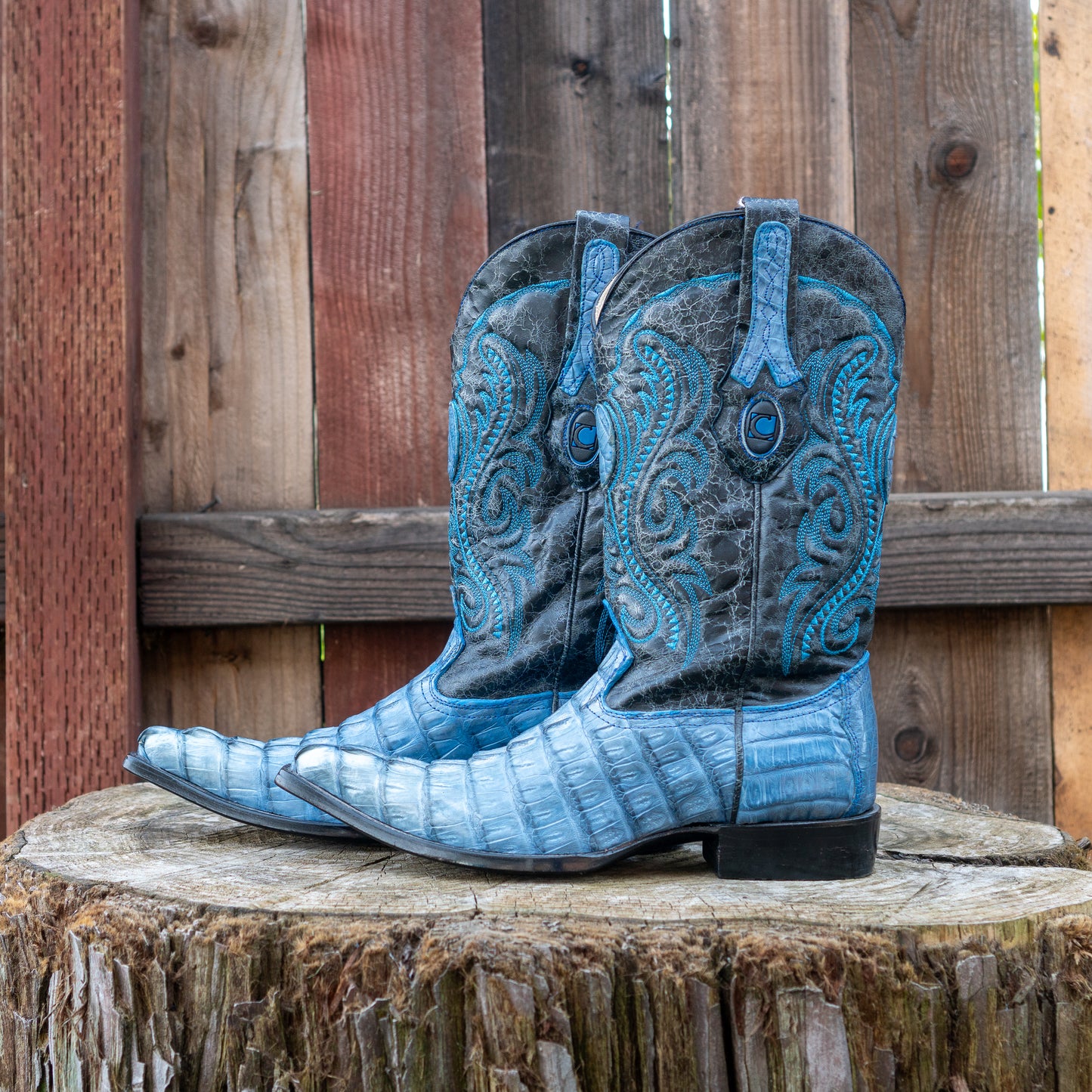 Cuadra Men's Fuscus Belly Cowboy Boots in Blue Jeans