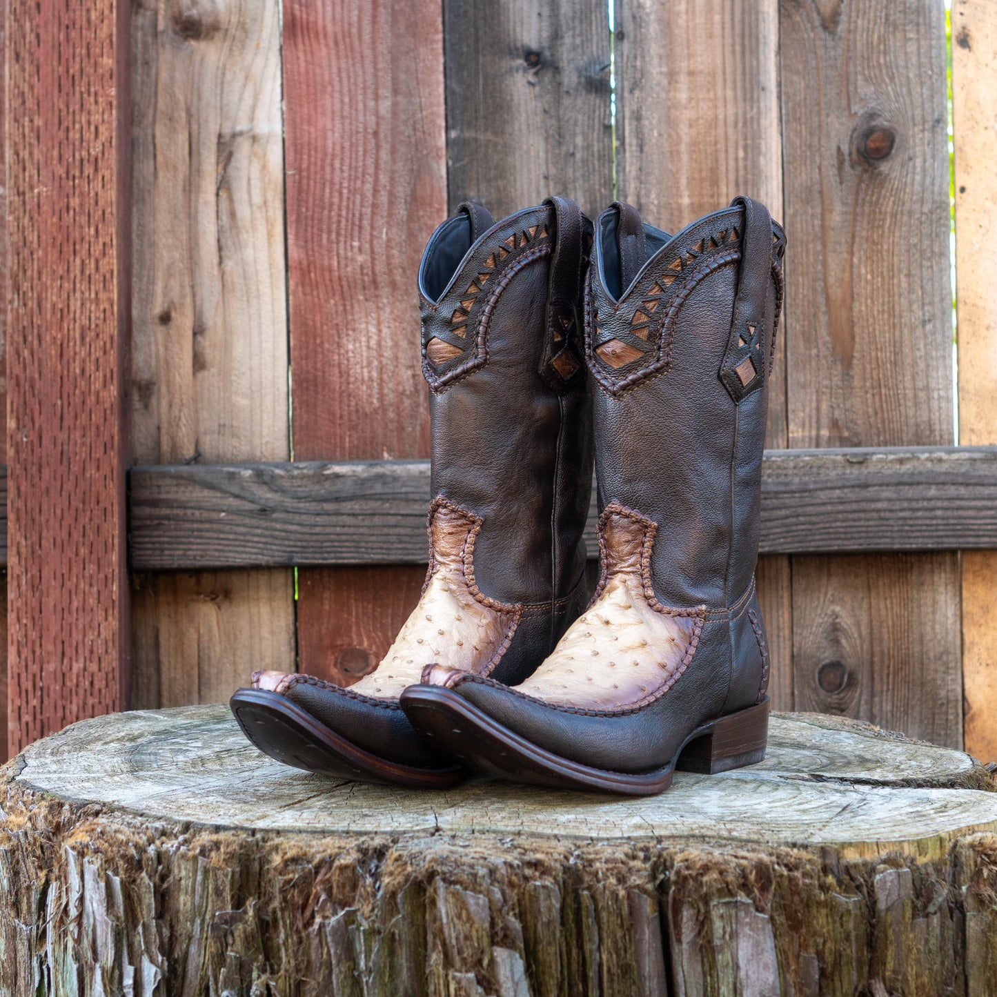 Cuadra Men's Ostrich Cowboy Boots in Flame Orix