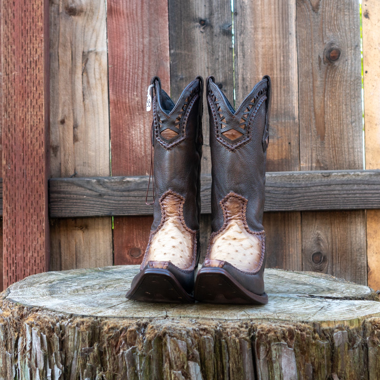 Cuadra Men's Ostrich Cowboy Boots in Flame Orix