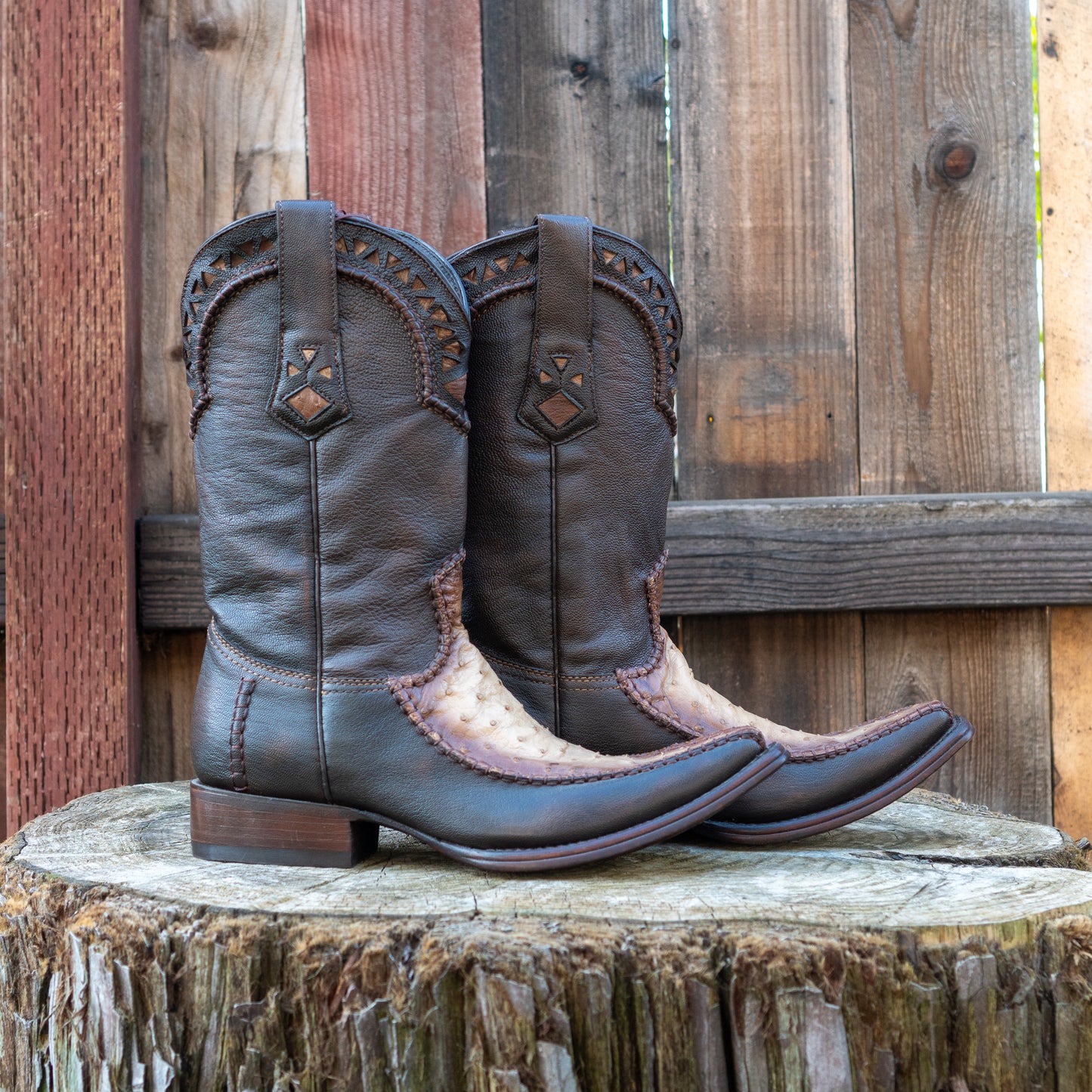 Cuadra Men's Ostrich Cowboy Boots in Flame Orix