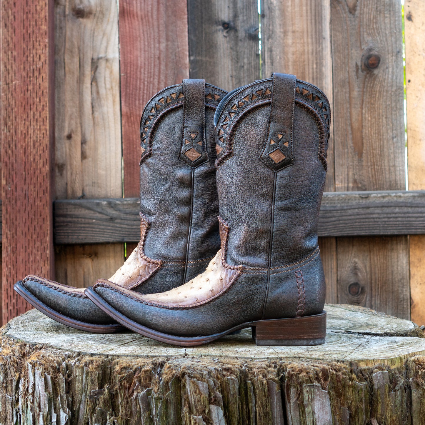 Cuadra Men's Ostrich Cowboy Boots in Flame Orix