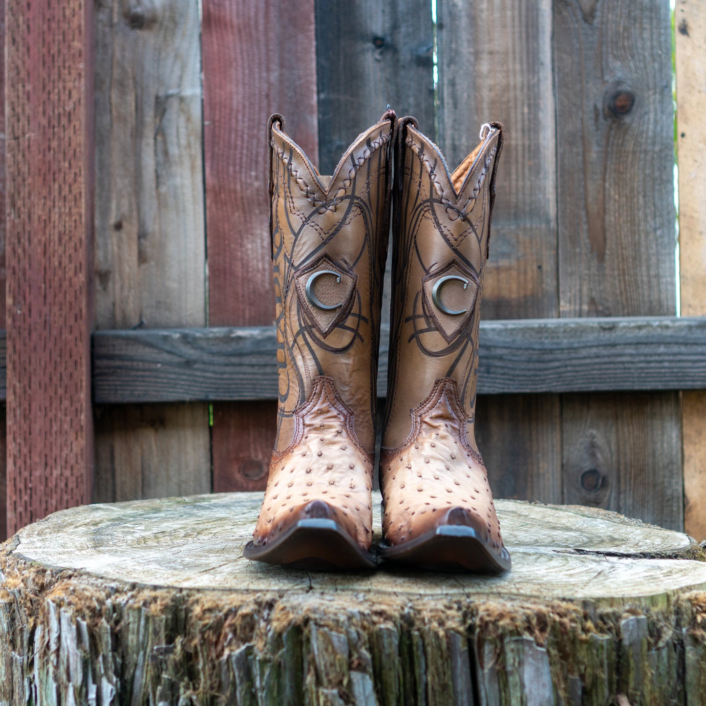 Cuadra Men's Ostrich Cowboy Boots in Flame Orix