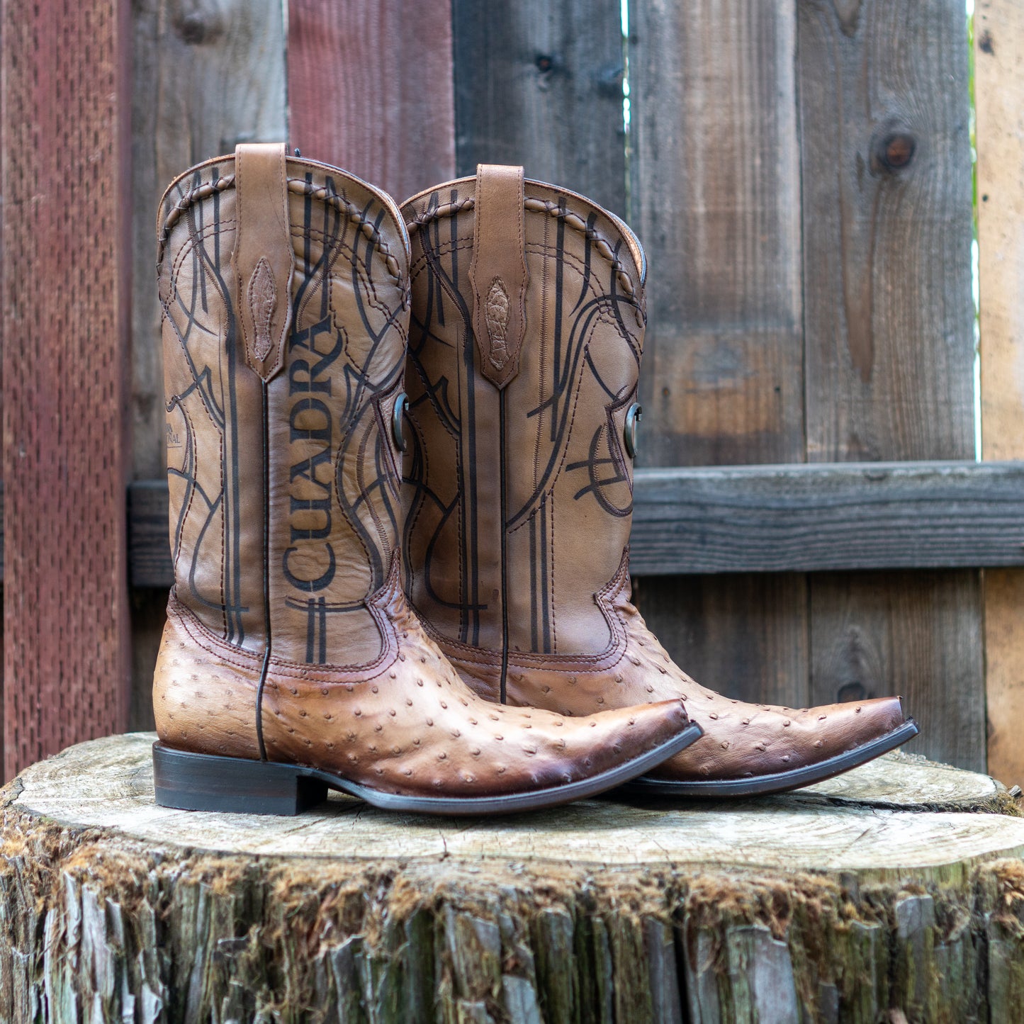 Cuadra Men's Ostrich Cowboy Boots in Flame Orix