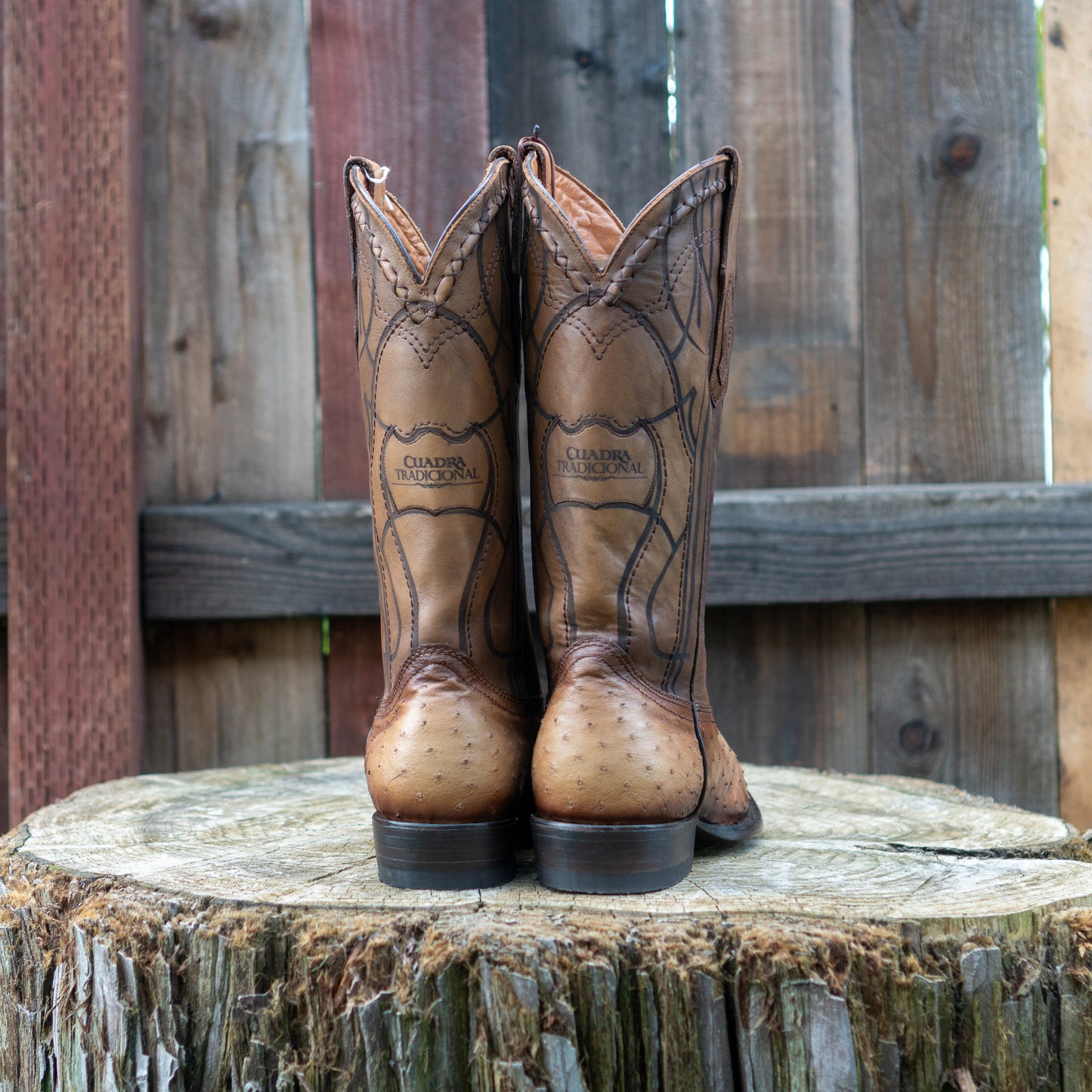 Cuadra Men's Ostrich Cowboy Boots in Flame Orix