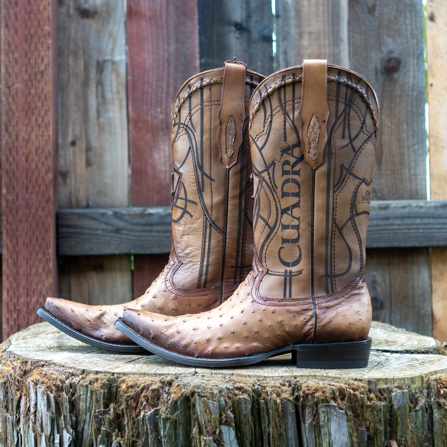 Cuadra Men's Ostrich Cowboy Boots in Flame Orix
