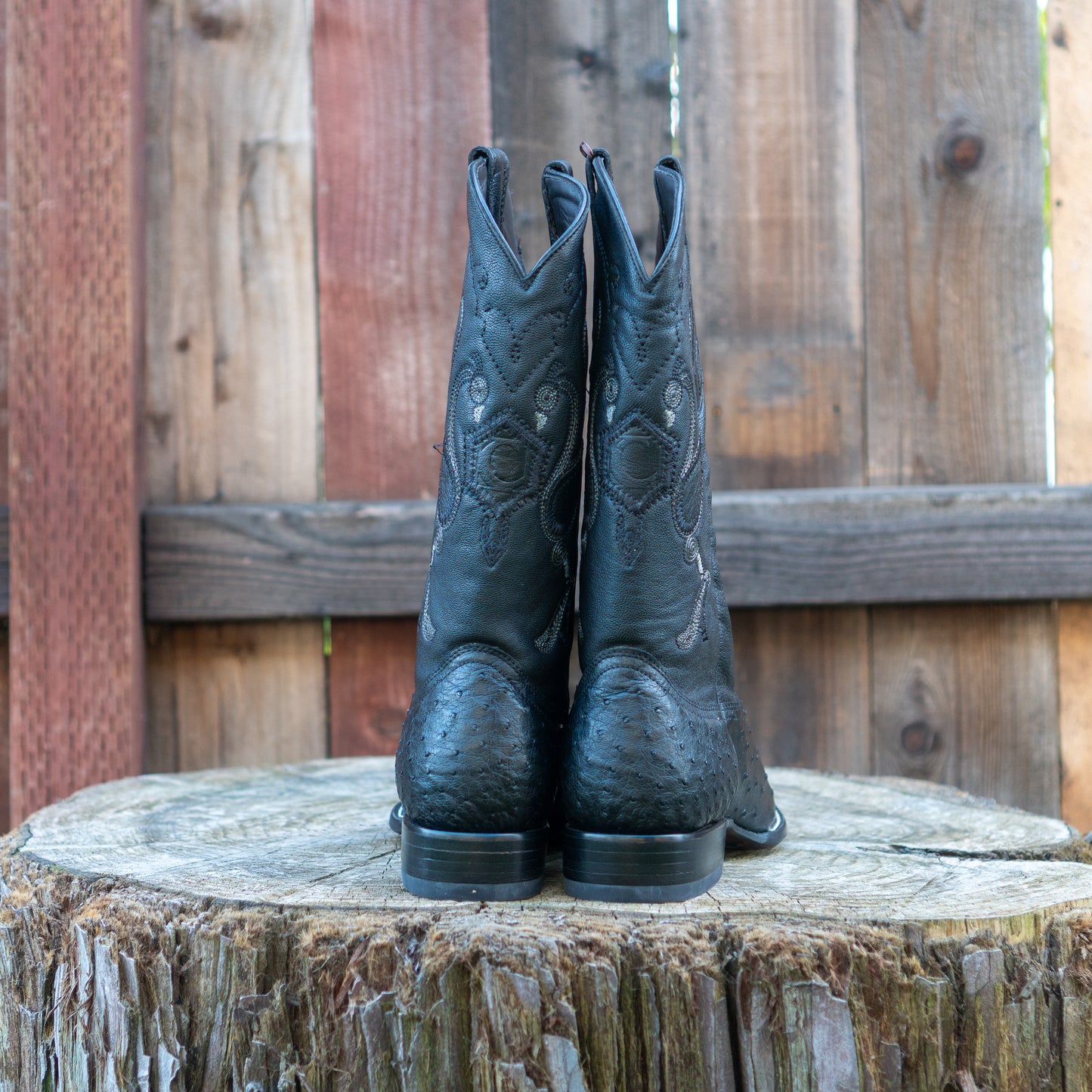 Cuadra Men's Ostrich Cowboy Boots in Black