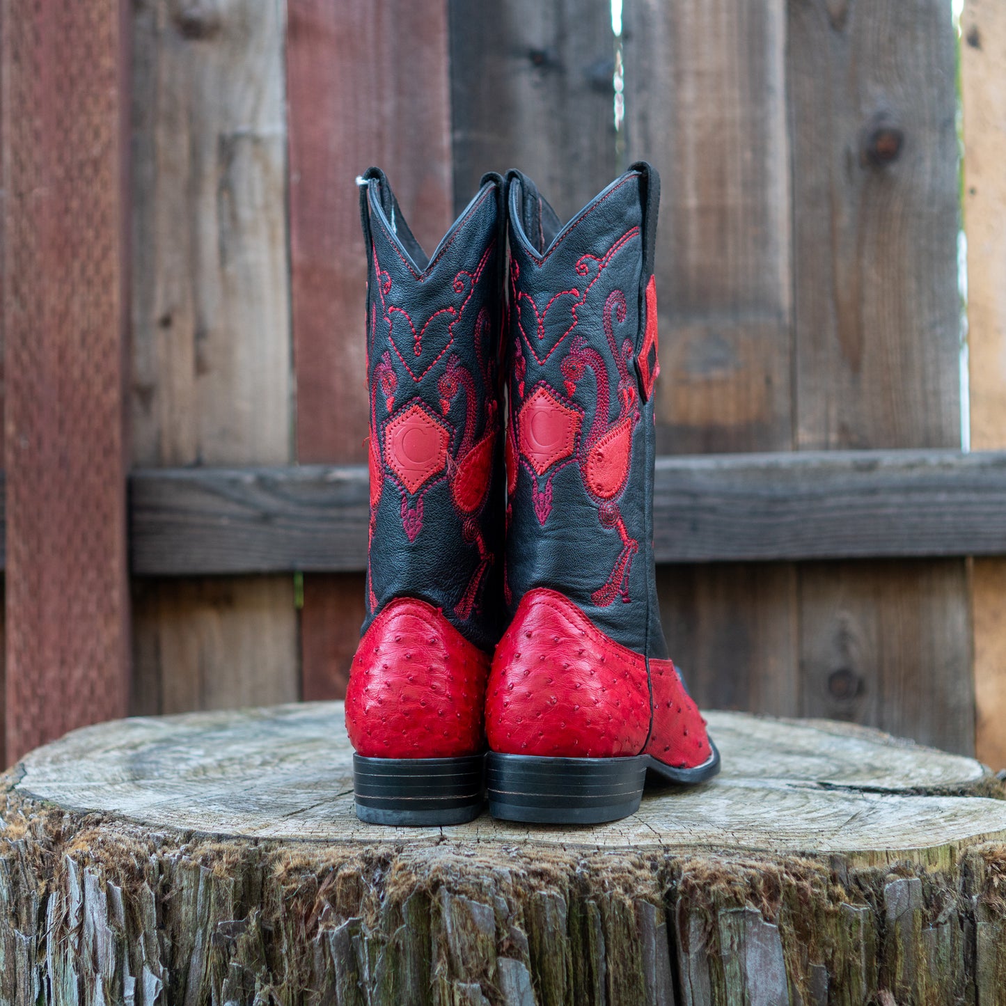 Cuadra Men's Ostrich Cowboy Boots in Red