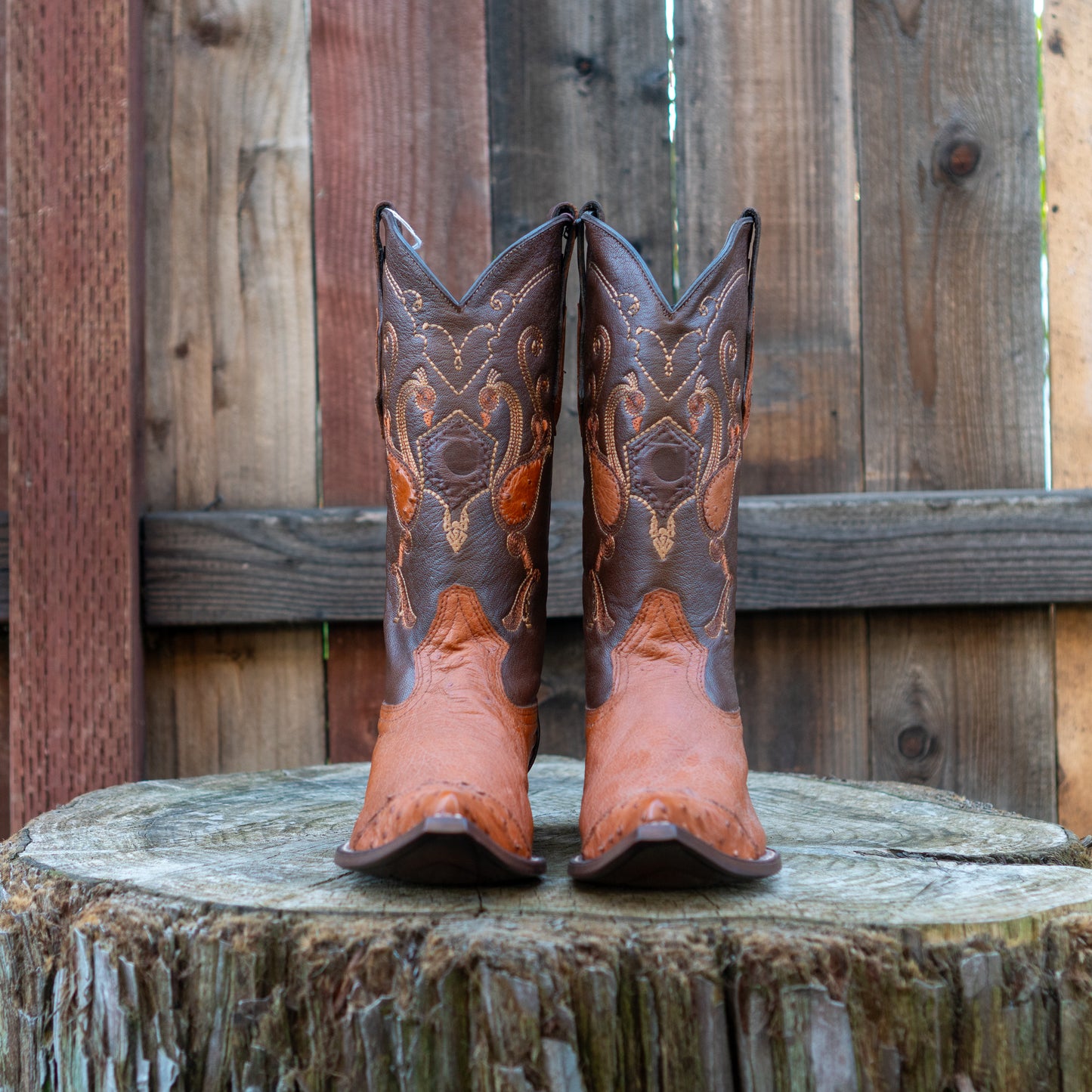 Cuadra Men's Ostrich Cowboy Boots in Brandy