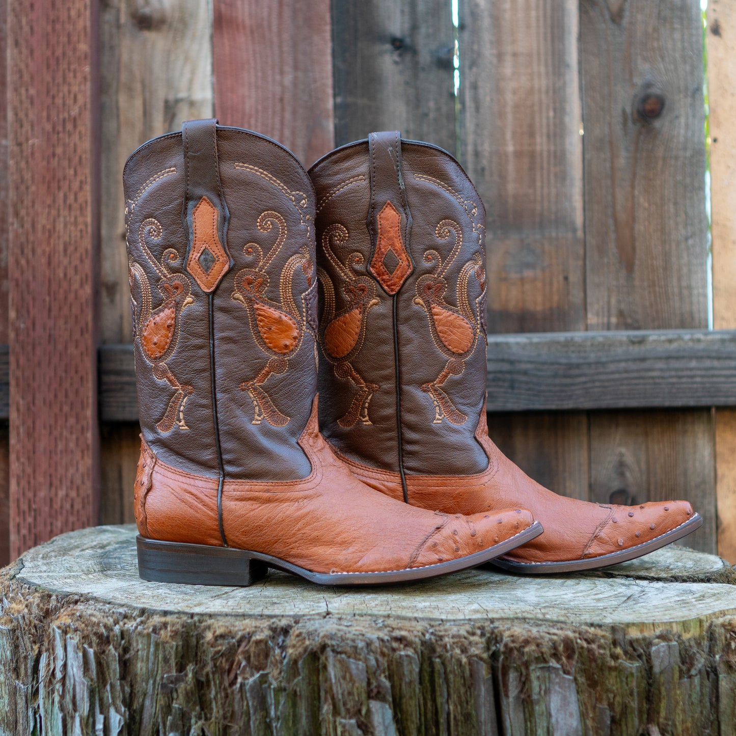 Cuadra Men's Ostrich Cowboy Boots in Brandy