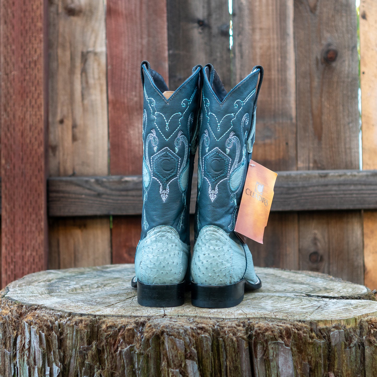 Cuadra Men's Ostrich Cowboy Boots in Sky Blue