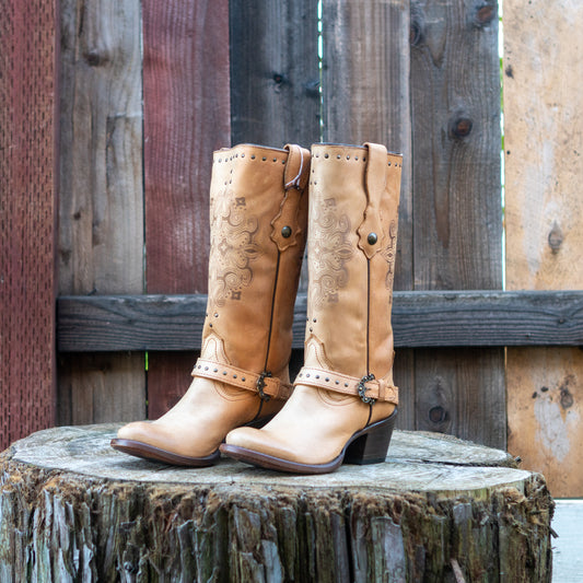 Cuadra Ladies Yellow Mezquite Oval Toe Tall Boots