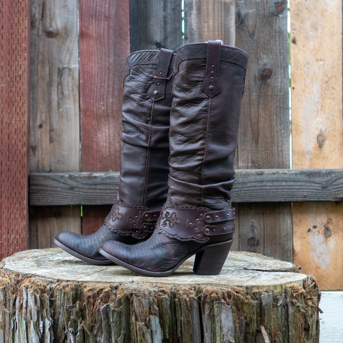 Cuadra Ladies Brown Lizard Fango Tall Boot