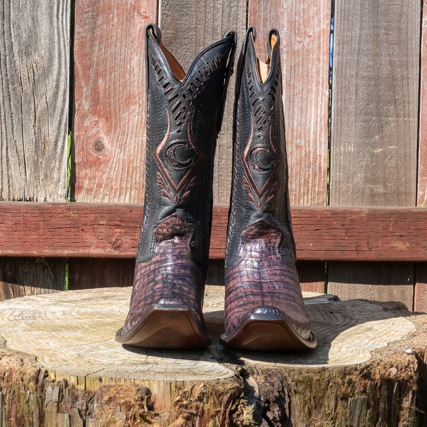 Cuadra Men's Fuscus Belly Narrow Square Cowboy Boots in Lumber Mocha