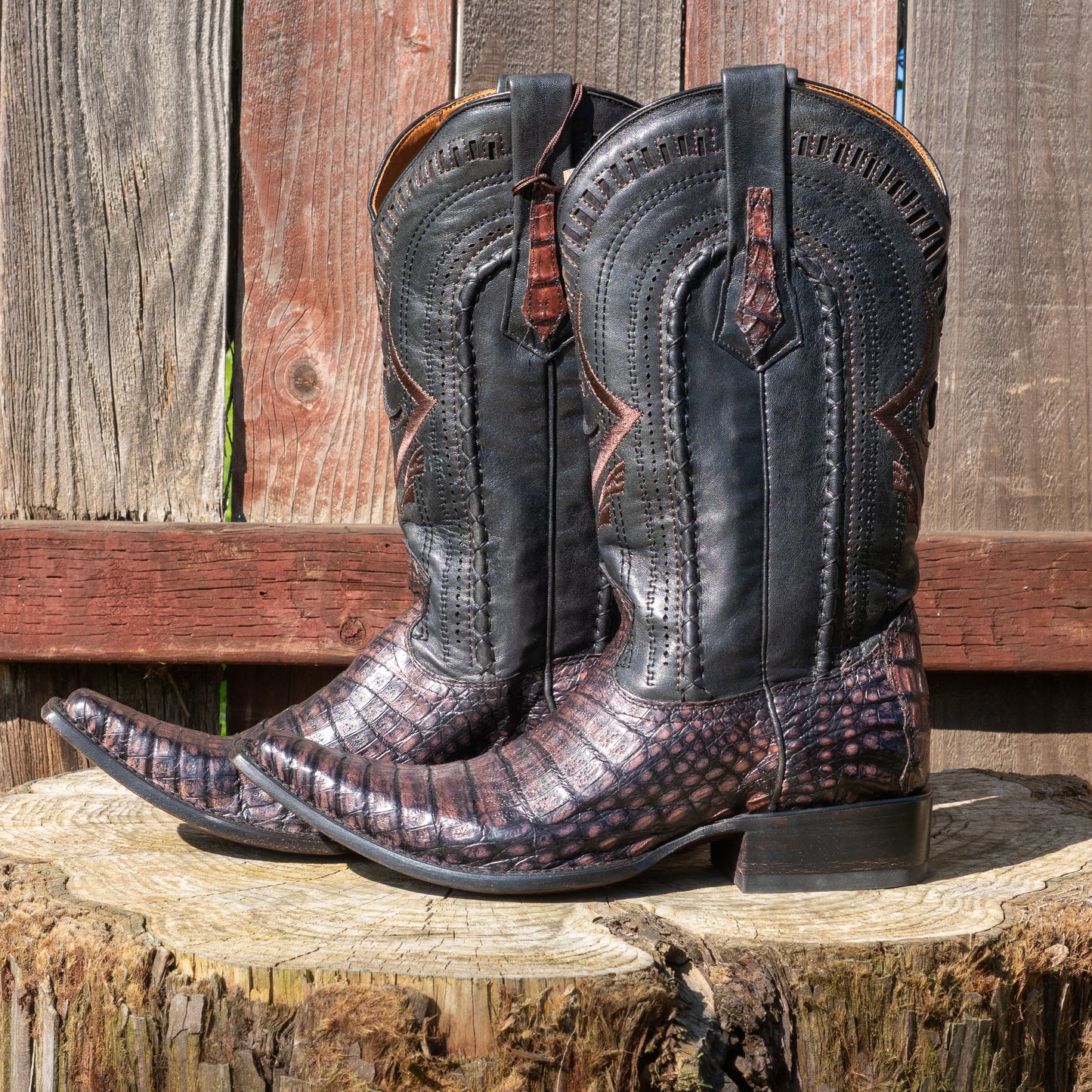 Cuadra Men's Fuscus Belly Narrow Square Cowboy Boots in Lumber Mocha