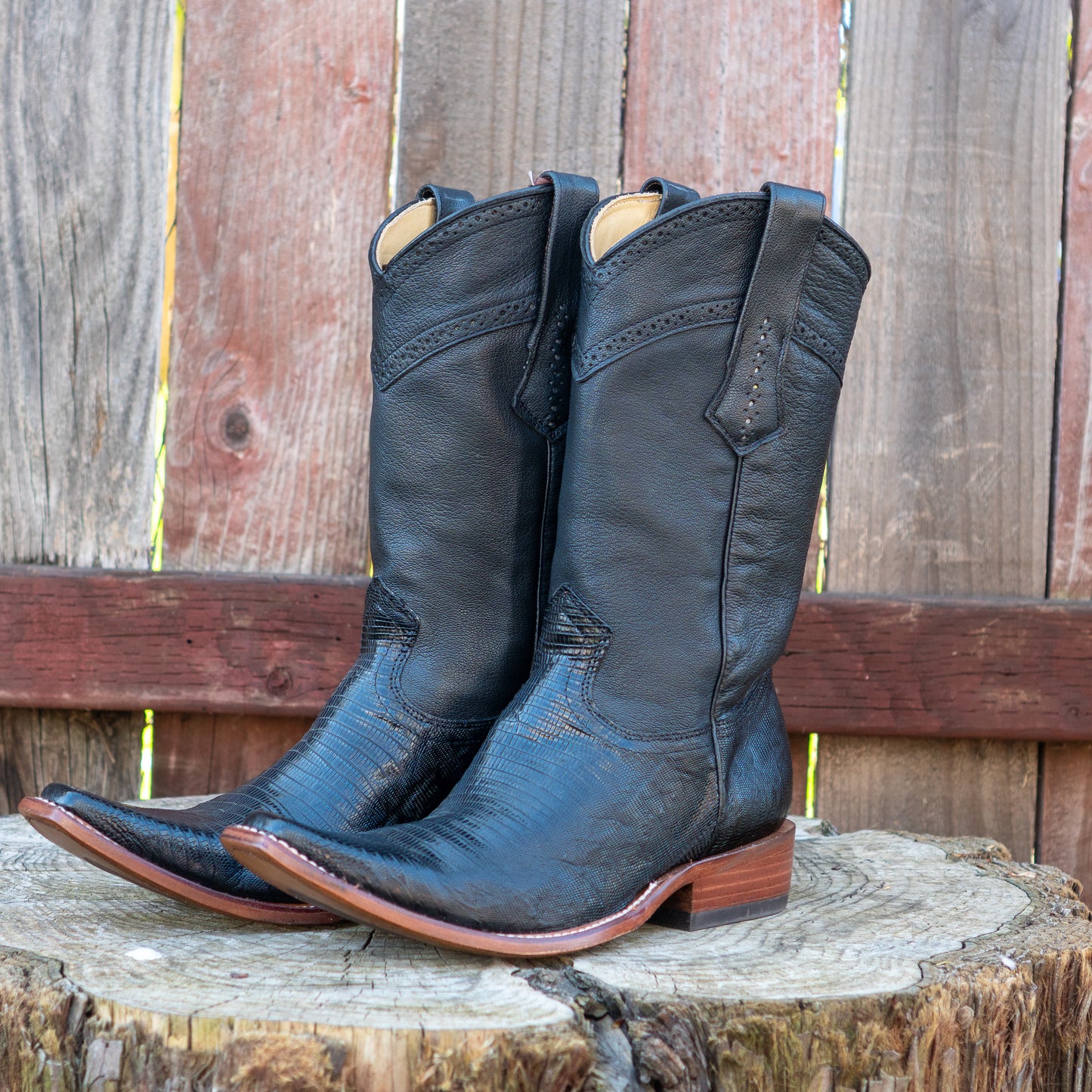 Cuadra Men's Black Lizard Teju Cowboy Boots