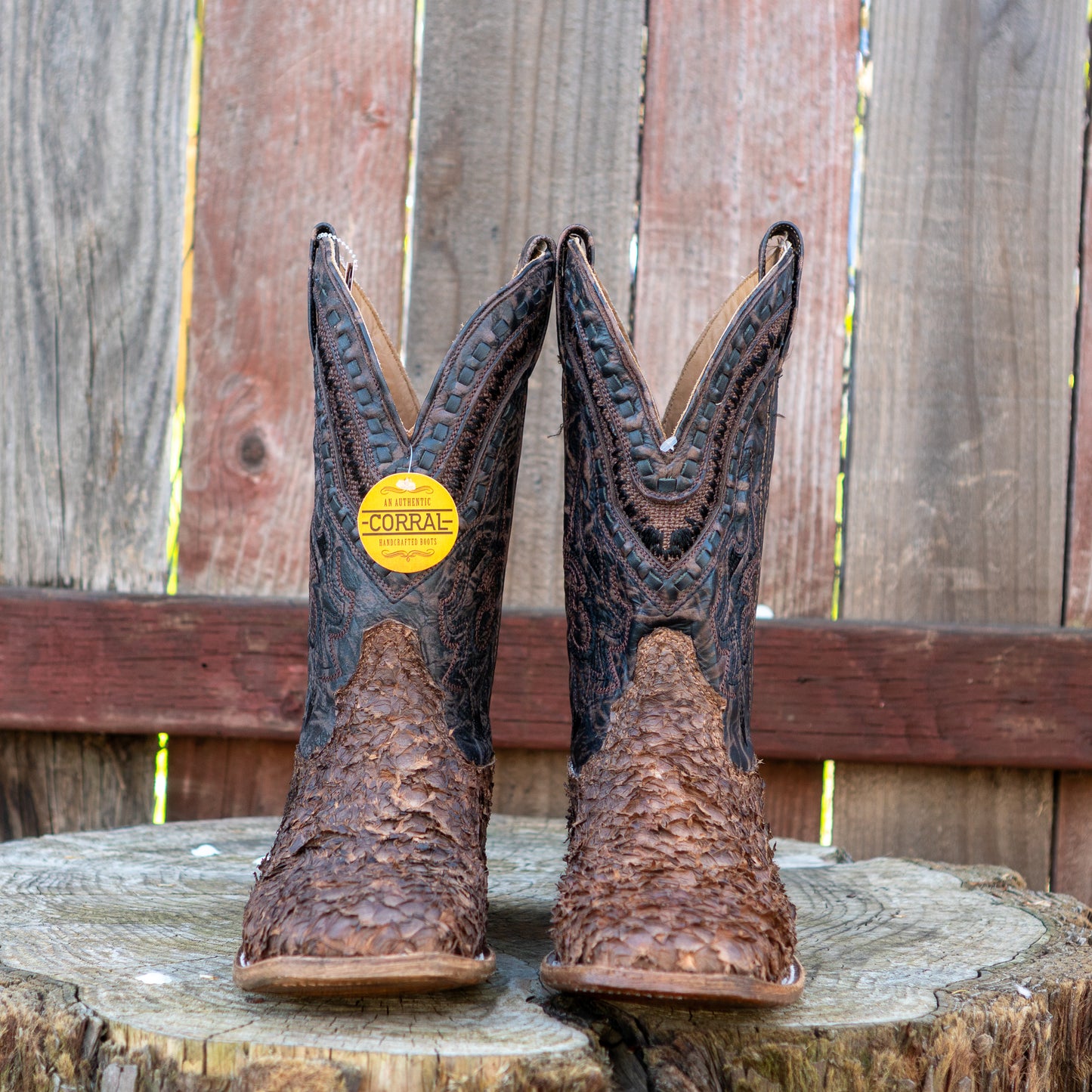 Corral Boots Men's Fish Wide Square Toe Rodeo Collection Western Boots Brown