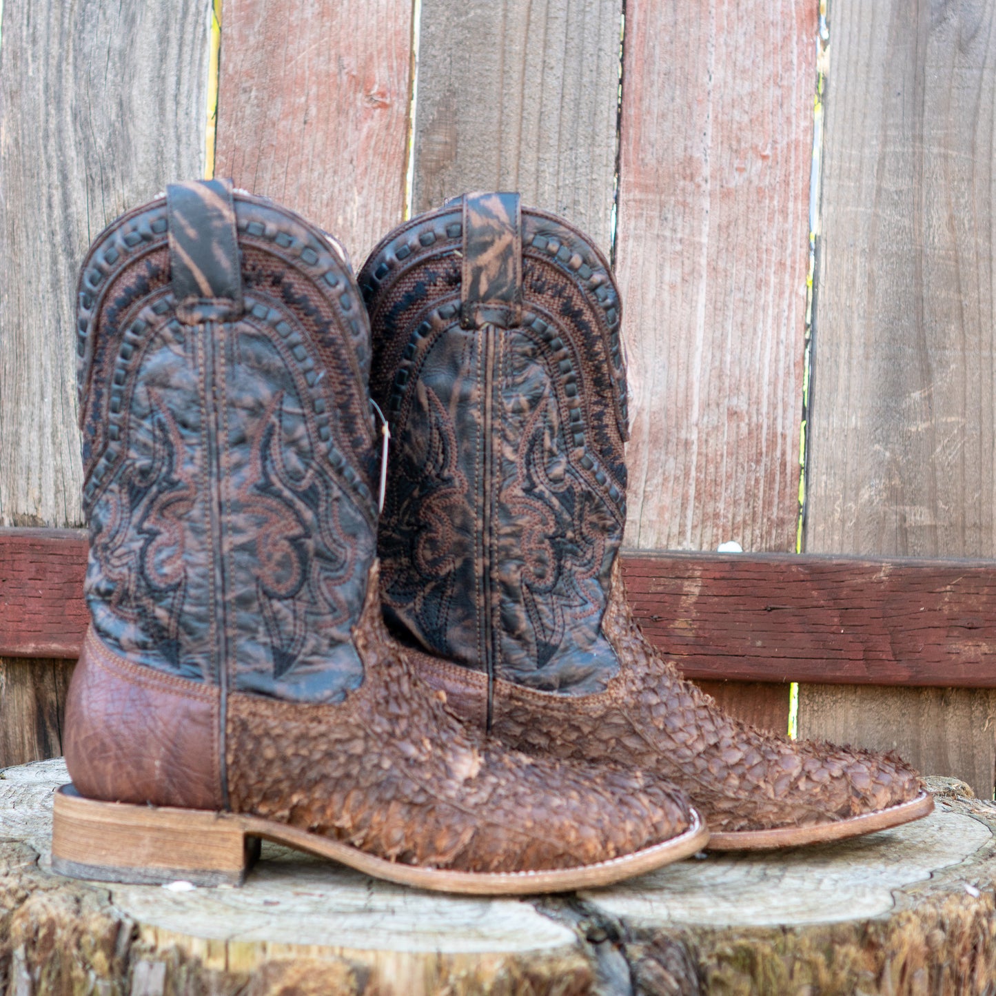 Corral Boots Men's Fish Wide Square Toe Rodeo Collection Western Boots Brown