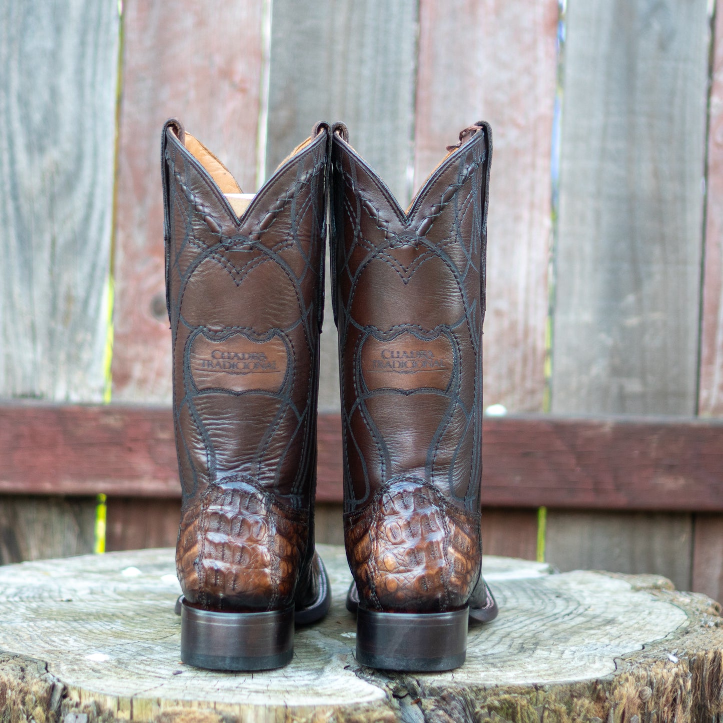 Cuadra Men's Maple Caiman Laser Embroidery Square Toe Cowboy Boots
