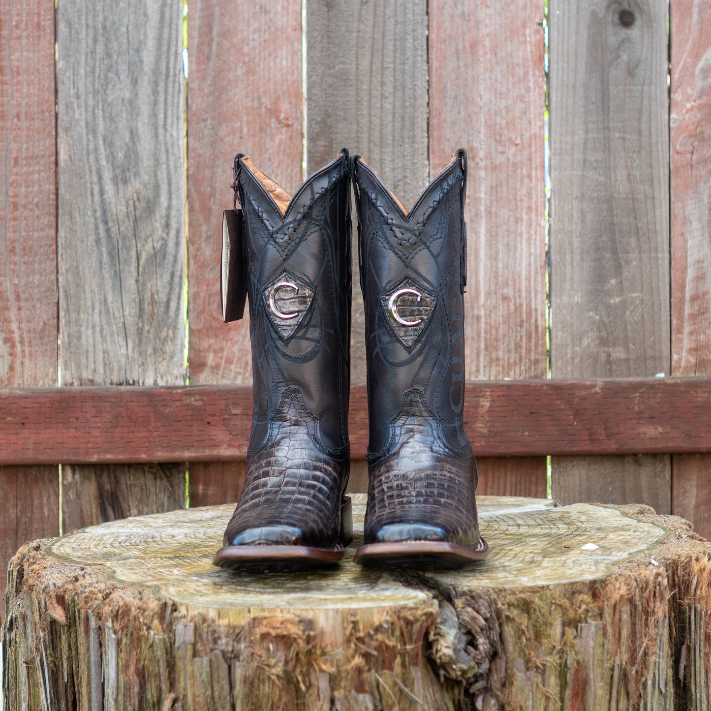 Cuadra Men's Atlantic Black Sand Caiman Embroidery Laser Cowboy Boots