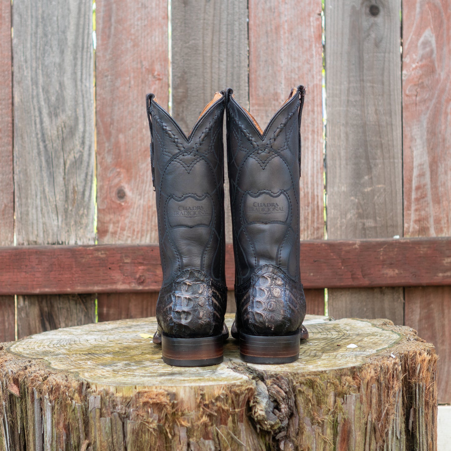 Cuadra Men's Atlantic Black Sand Caiman Embroidery Laser Cowboy Boots