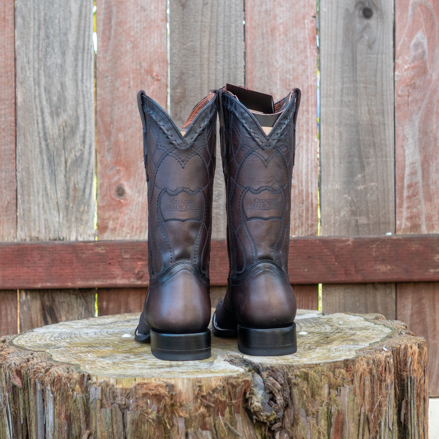 Cuadra Men's Black Laser And Embroidery And Woven Square Toe Cowboy Boots