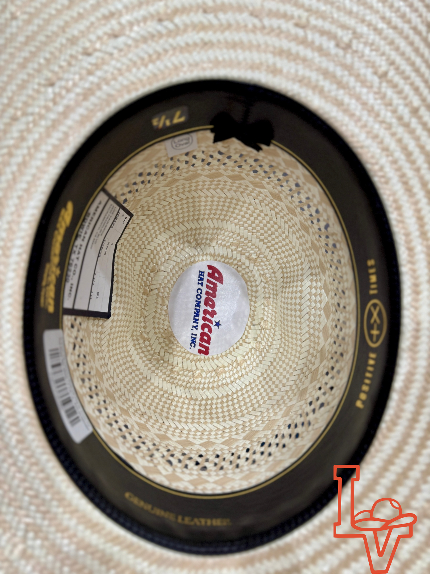 American Hat Company Straw Hat Regular Crown Poli Rope Tan White