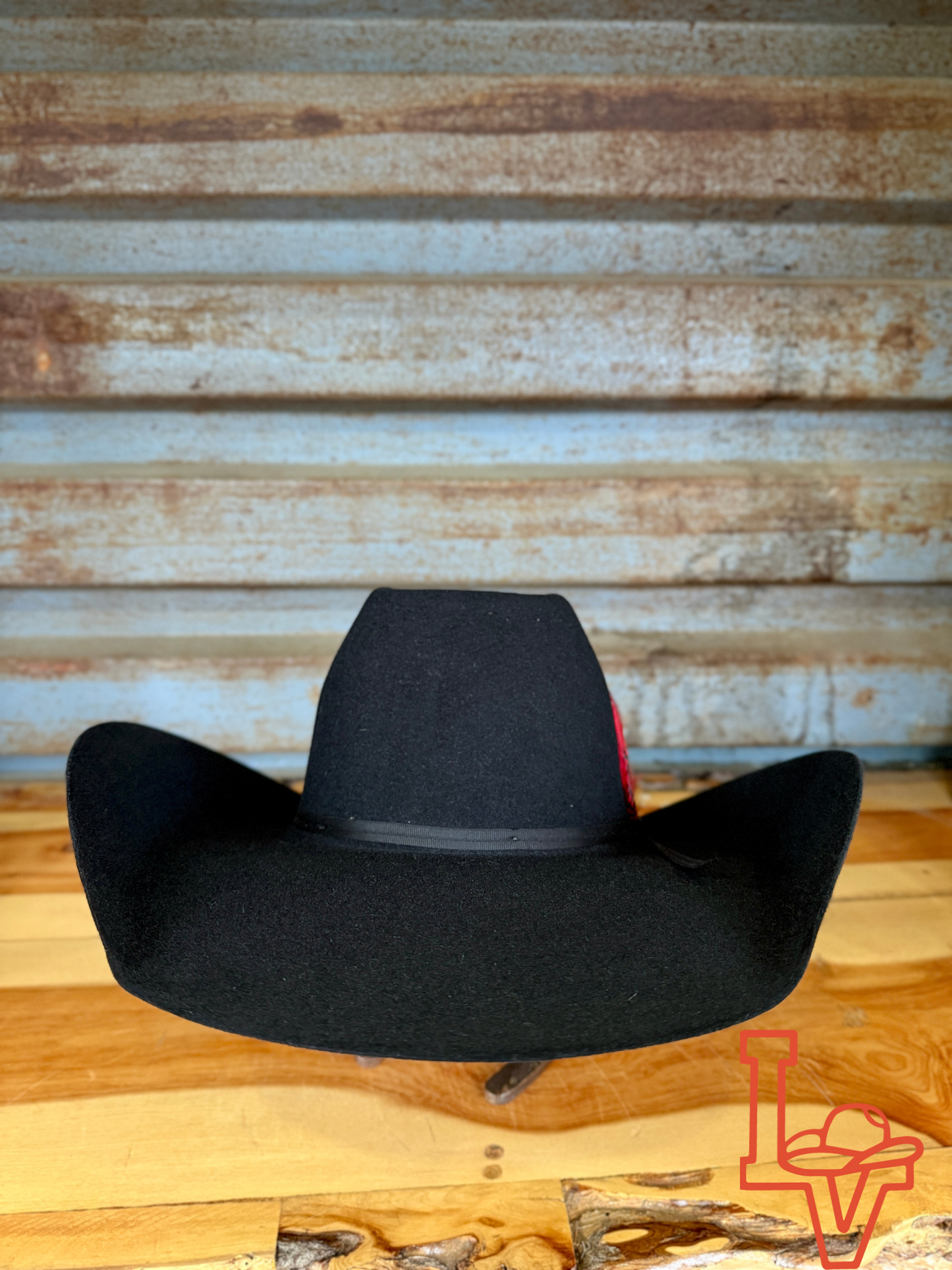 Resistol 7x Chute 5 Cowboy Fur Felt Hat Regular Crown Black
