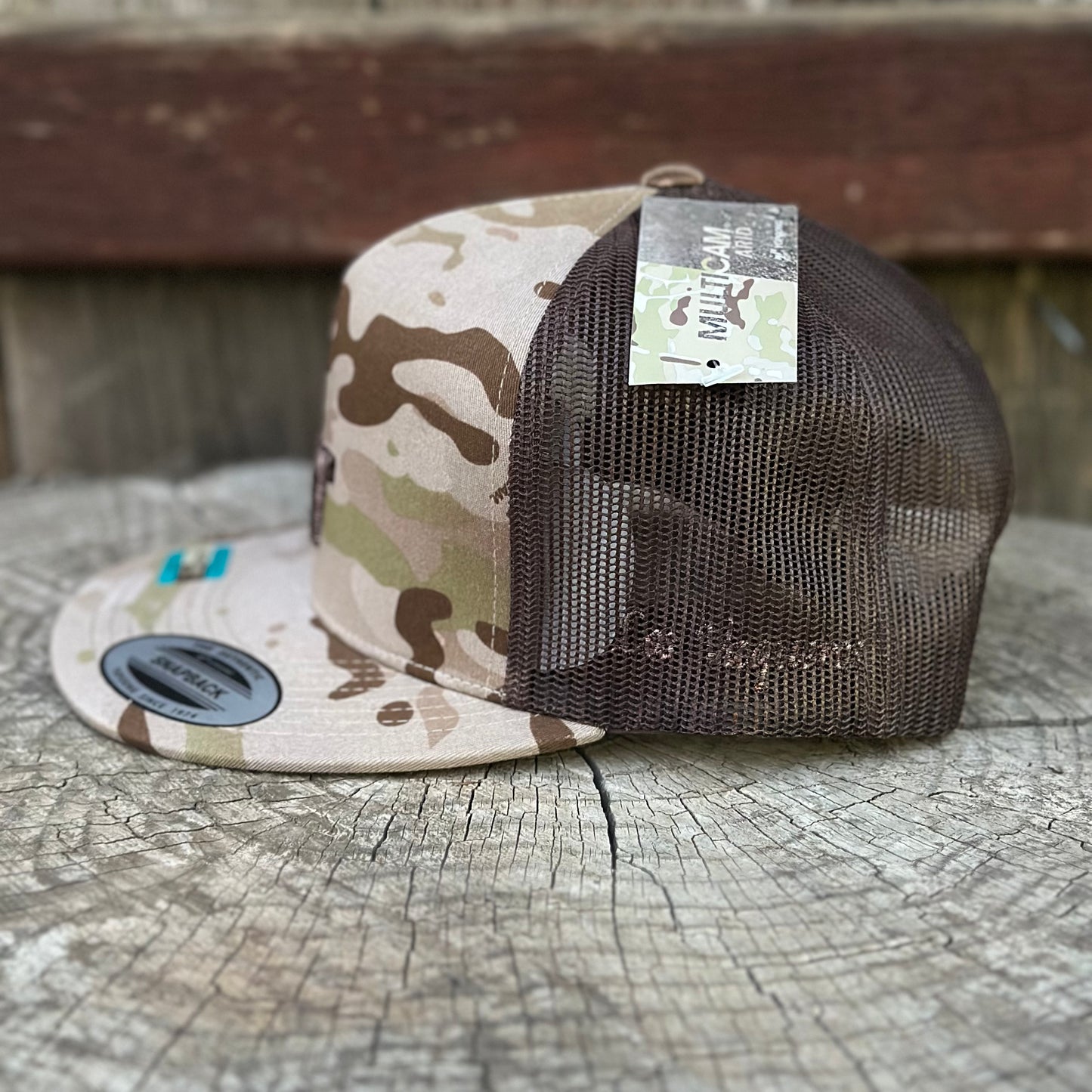 Los Vaqueros LV Logo Snapback Flat Brim Brown/Tan Camouflage